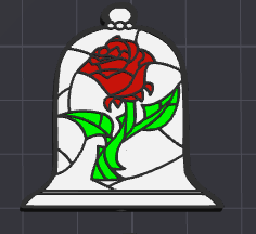 Glass Rose Flat Back Bead