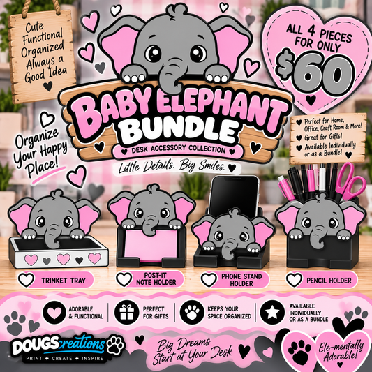 🐘 Baby Elephant Desk Accessory Collection