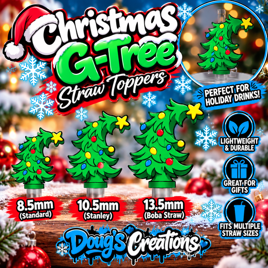 Christmas G-Tree Straw Topper | 3D Printed | Standard, Stanley &amp; Boba Sizes