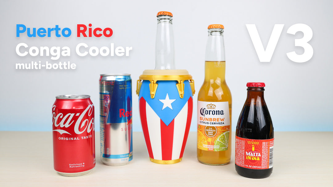 Puerto Rican Conga Drink Holder with Built-In Metal Opener 🇵🇷