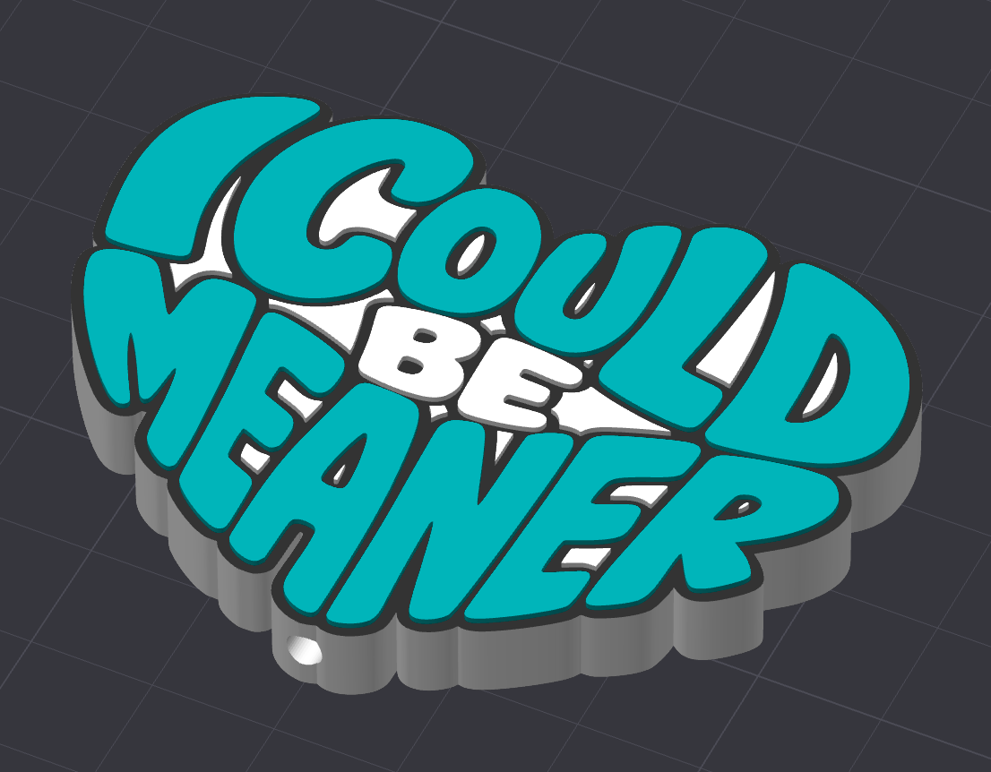 I Could Be Meaner Flatback Bead | 3D Printed Beadable Pen Topper