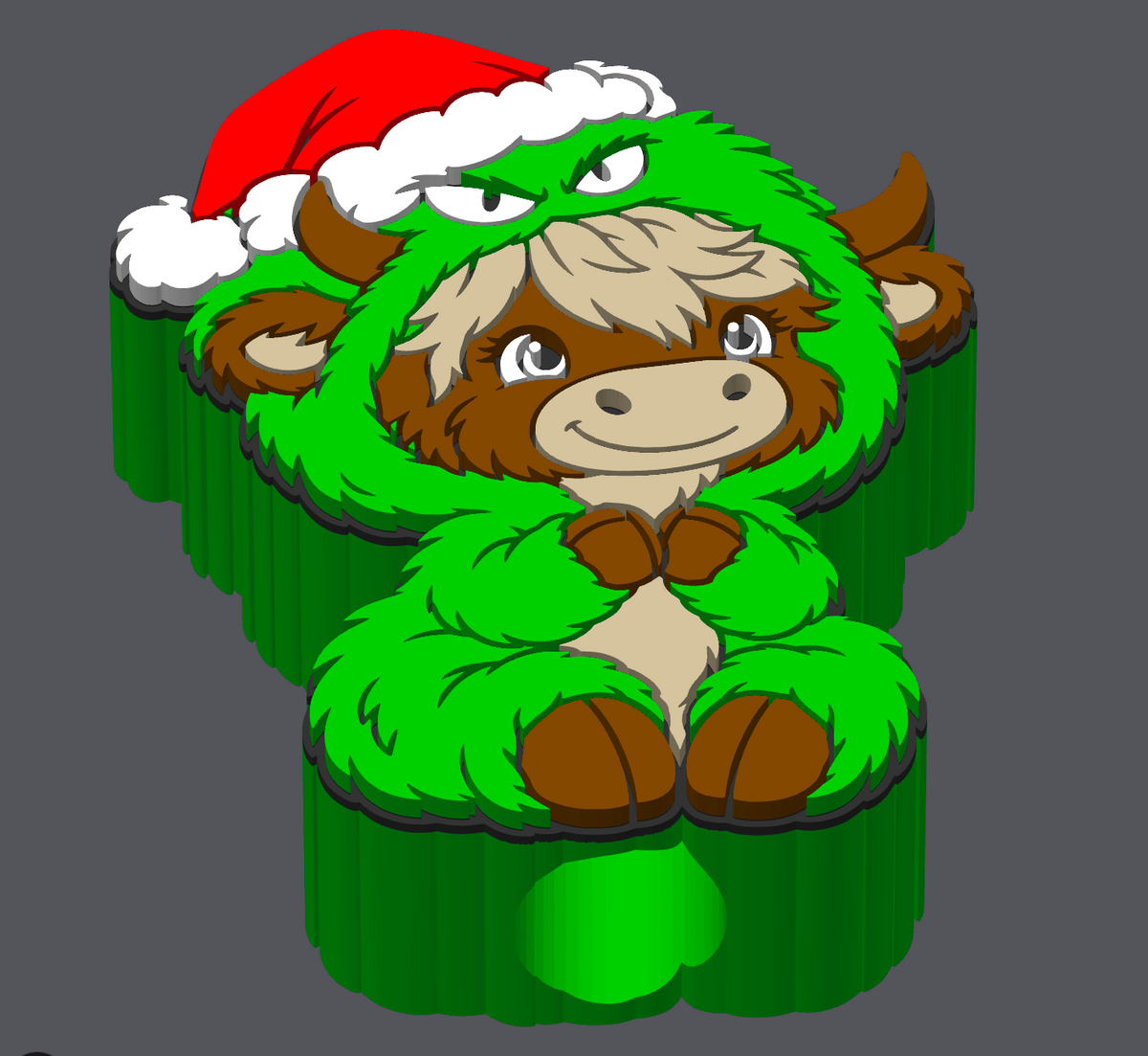 🎄💚 Grinch Highland Cow Straw Topper 🐮