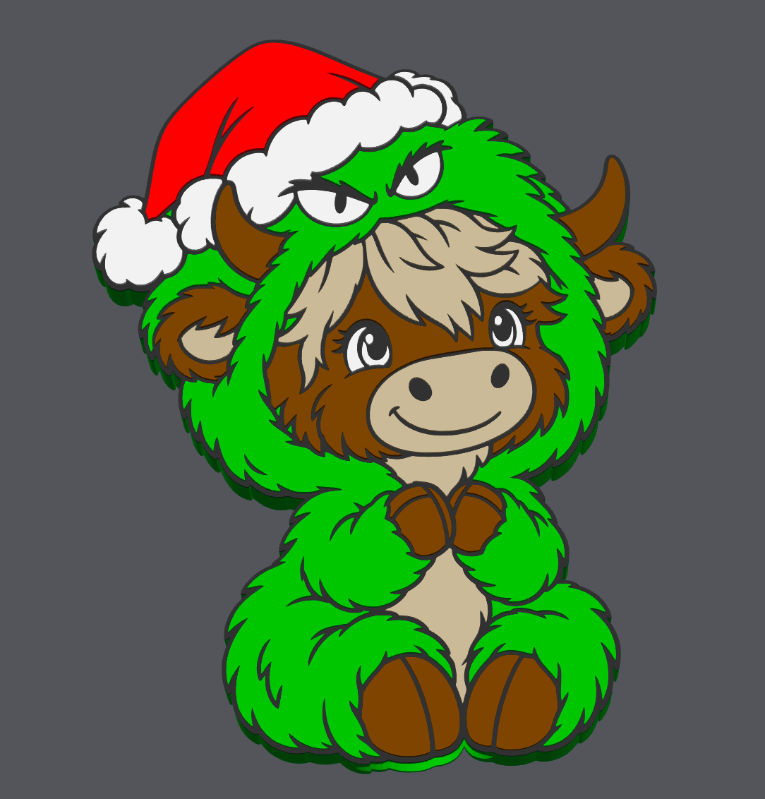 🎄💚 Grinch Highland Cow Straw Topper 🐮