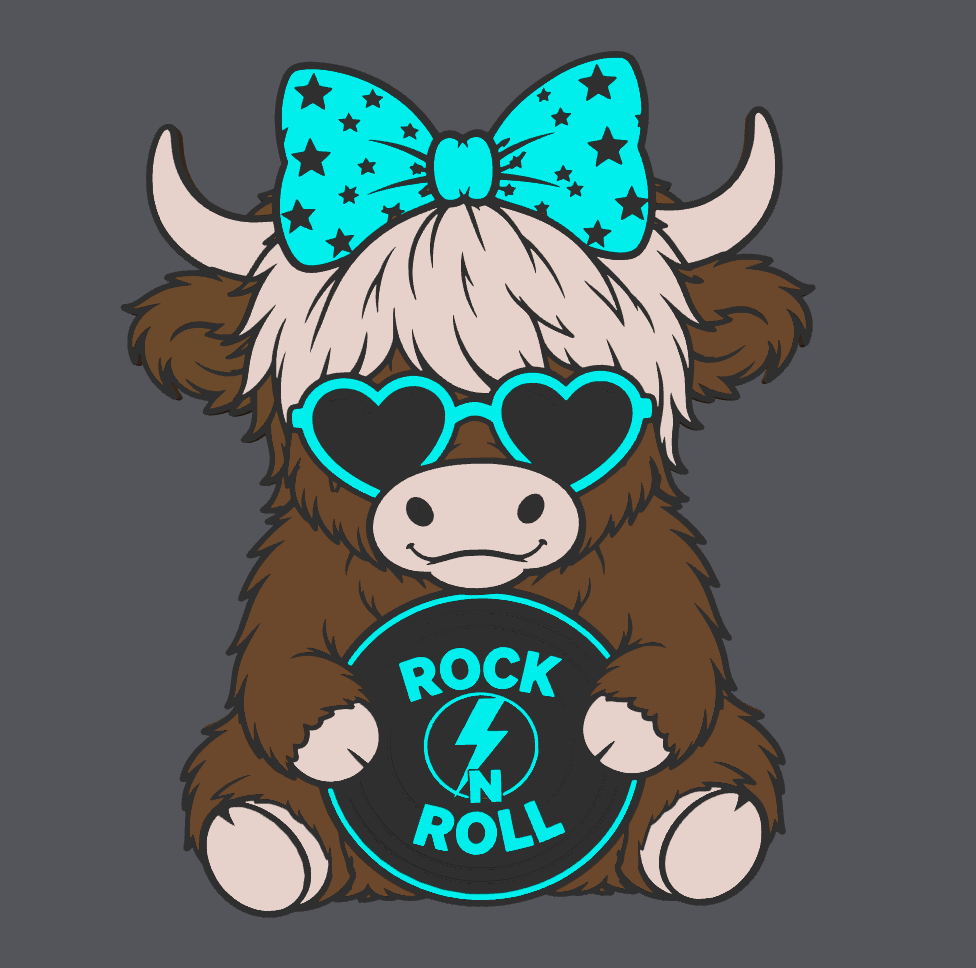 🎸🤘 Rock &amp; Roll Highland Cow Straw Topper 🐮🔥
