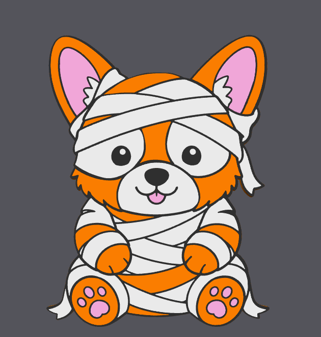 🎃🐶 Corgi Mummy Straw Topper 👻🧡