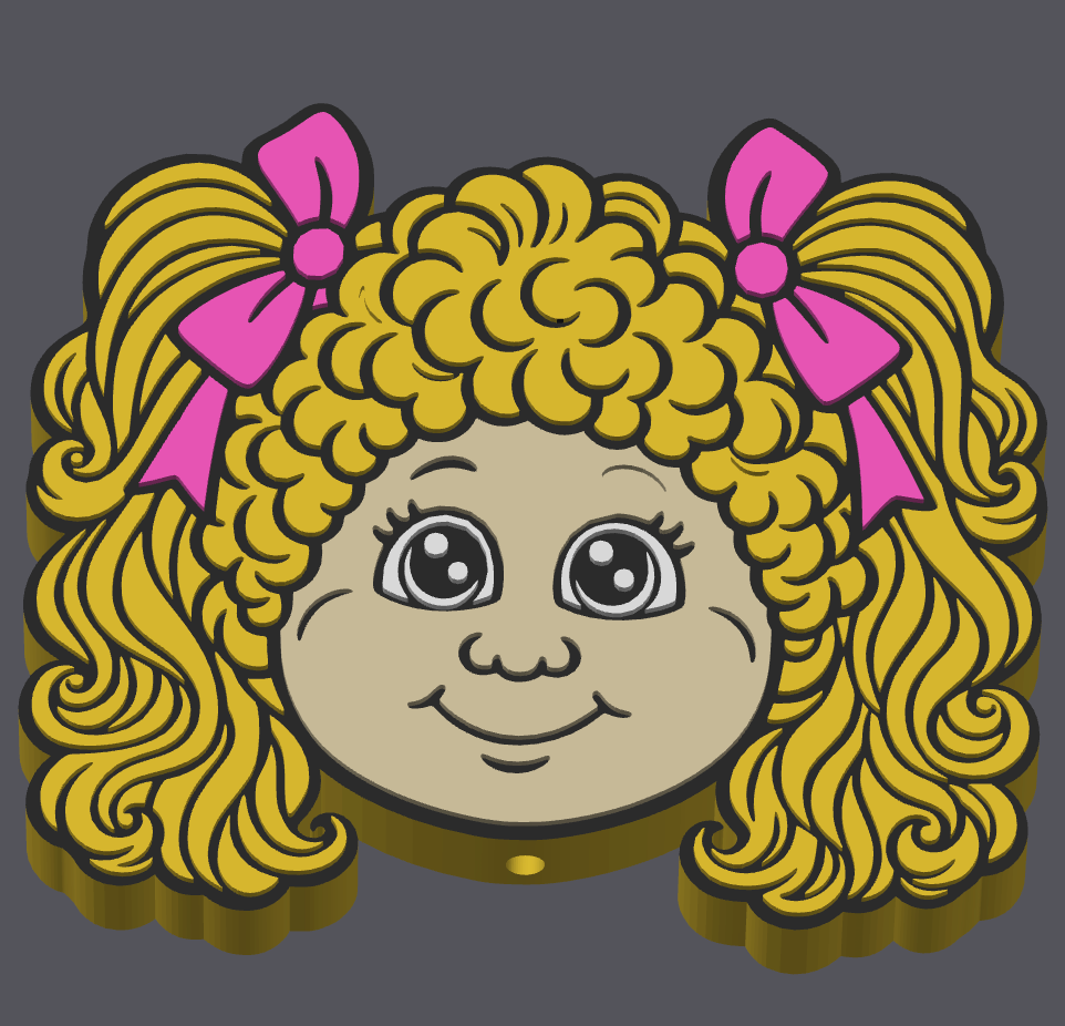 🎀🧸 Cabbage Patch Girl Flat back Bead | 3MF Digital Download | 3D Printing File