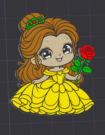 Chibi Princess with Rose | 3D Printed Flatback Bead 🌹👑