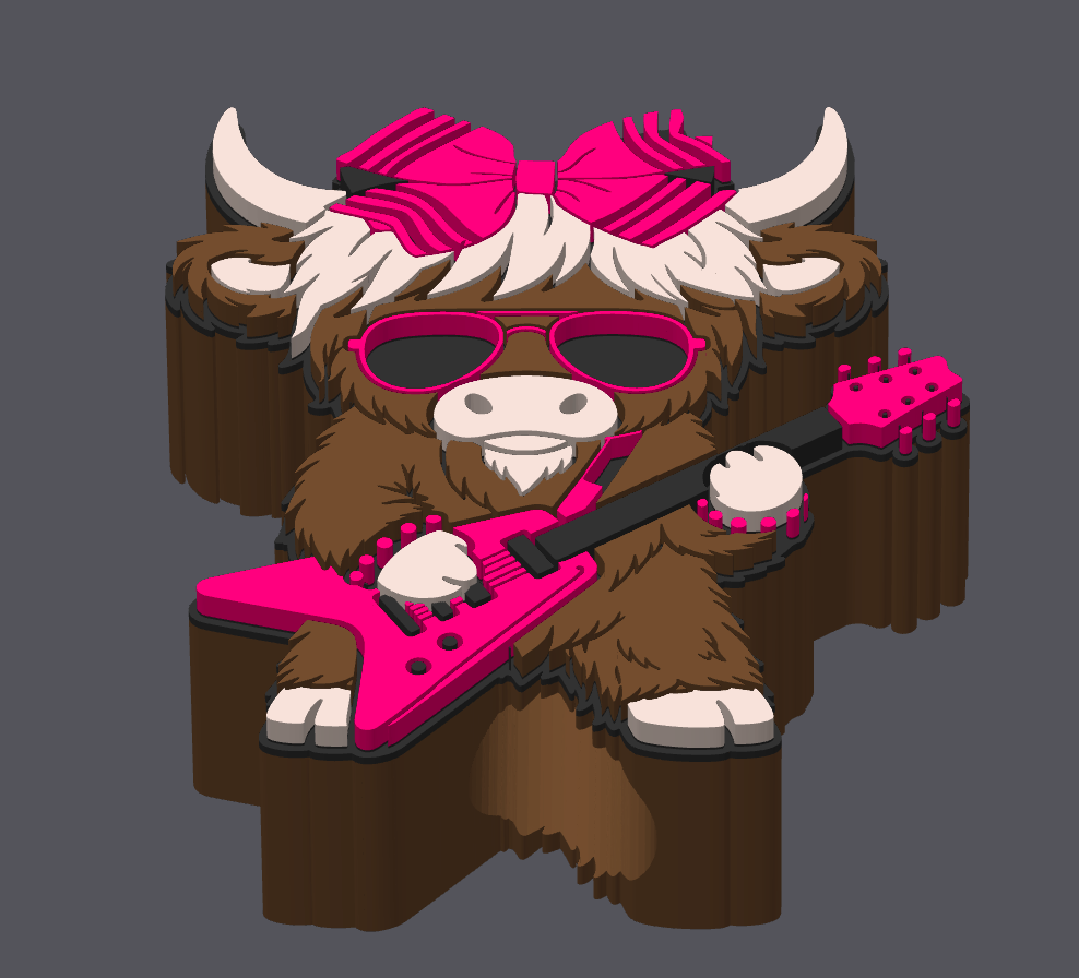 🤘🐮 Rock Star Highland Cow Straw Topper 🎸⭐