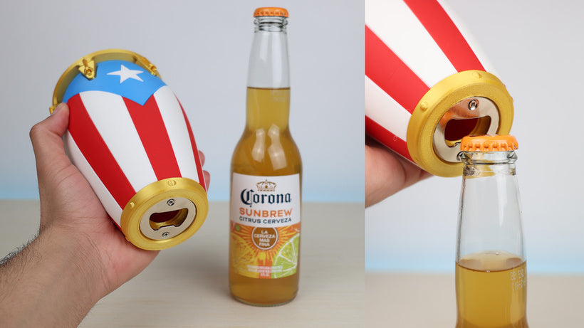 Puerto Rican Conga Drink Holder with Built-In Metal Opener 🇵🇷