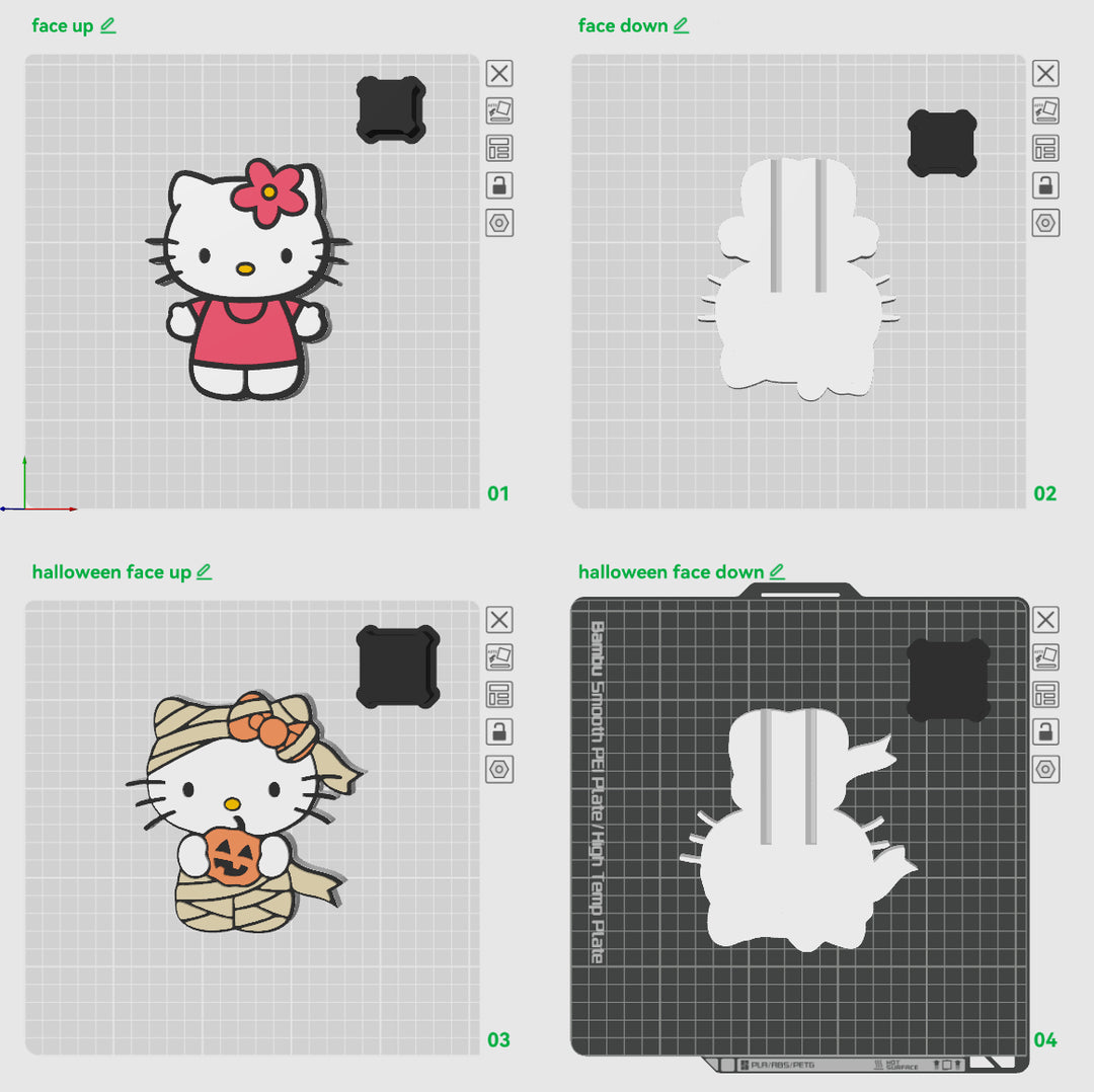 Hello Cat Interchangeable | 3D Printed Cute Kitty Accessory | Bow Cat Decor